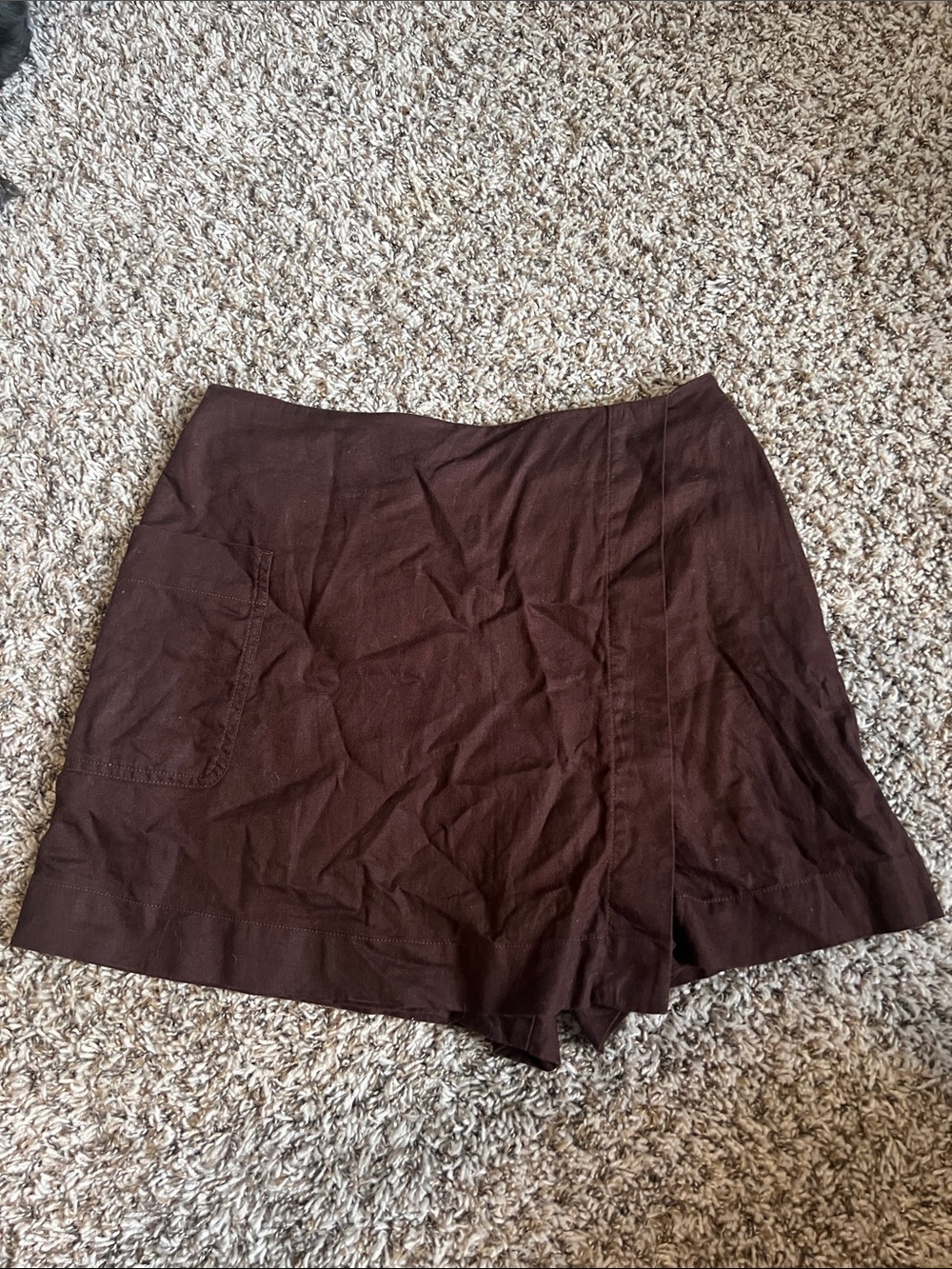 Uniqlo Brown Cotton Linen Blend Skort